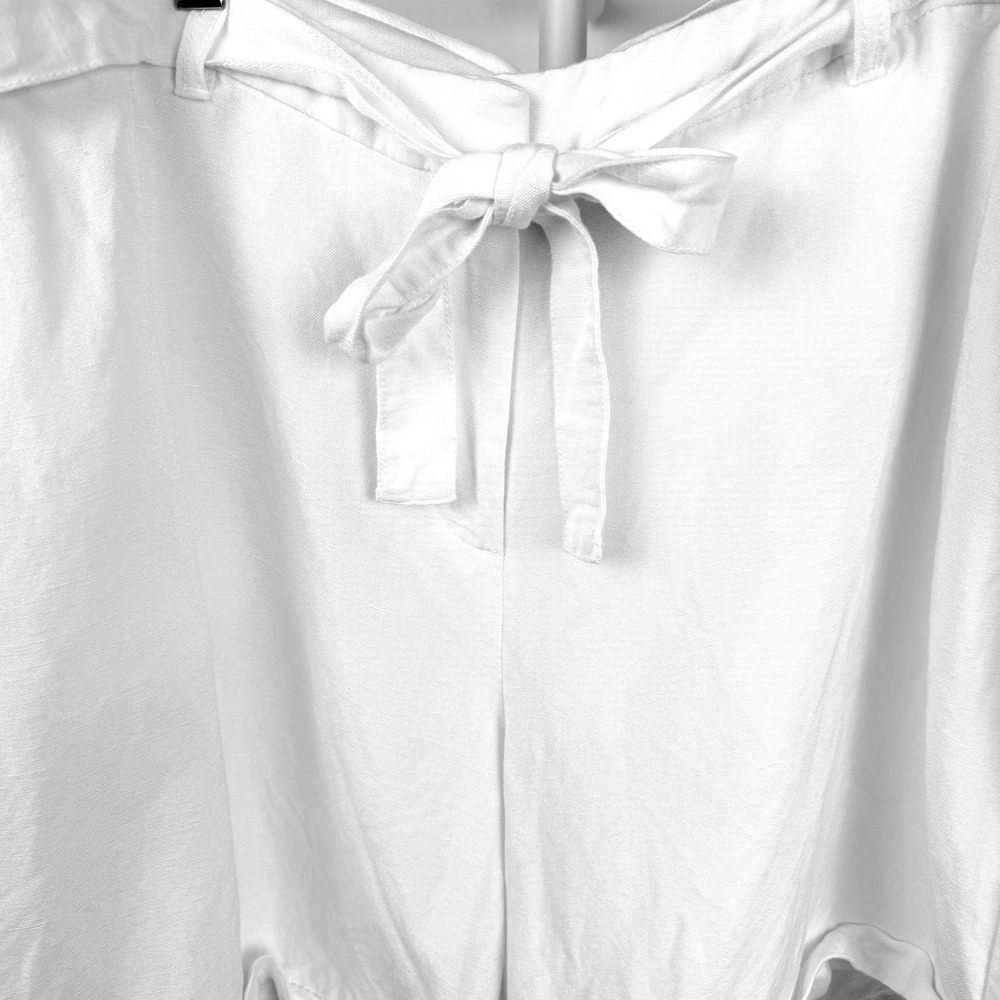 Lane Bryant Linen Blend Pull On Shorts White Tie Waist Plus Size 22 / 24 Womens - Picture 2 of 7